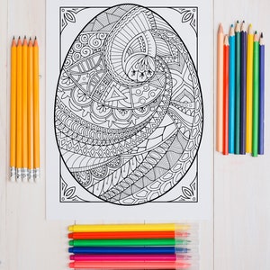 Easter Eggs coloring book, 6 PDF detailed coloring pages, Zentangle printable coloring pages, Easter collection image 4