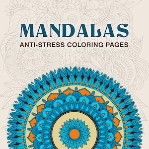 Mandala coloring book for adults, 12 antistress coloring pages, Coloring book for relaxation, Printable coloring pages, Floral coloring book