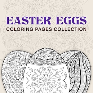 Easter Eggs coloring book, 6 PDF detailed coloring pages, Zentangle printable coloring pages, Easter collection image 1