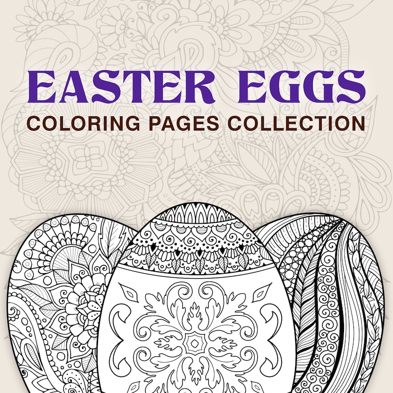 Download Easter Eggs coloring book 6 PDF detailed coloring pages | Etsy