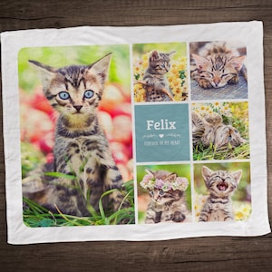 Custom Pet Blanket - Photo Collage Blanket - Pet Loss Gifts - Cat Blanket - Pet Memorial - Mother&#39;s Day Gift