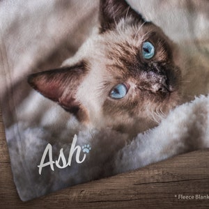 Pet Photo Blanket - Cat Memorial Gift - Mother&#39;s Day Gift - Pet Loss Gift Idea - Pet Memorial - Personalized Blanket - Cozy Custom Blanket