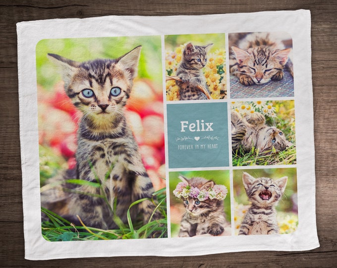 Custom Pet Blanket - Photo Collage Blanket - Pet Loss Gifts - Cat Blanket - Pet Memorial - Mother's Day Gift