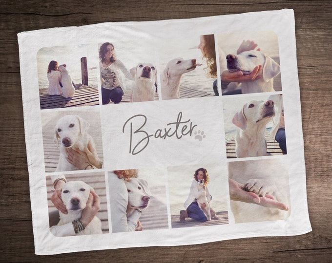 Personalized Dog Blanket - Photo Collage Blanket - Pet Memorial Gift - Dog Memorial Gift - Pet Remembrance Gift