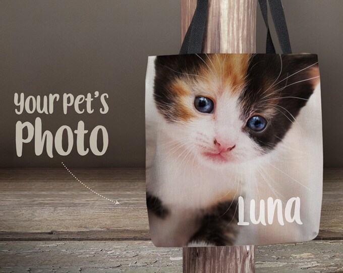 Cat Custom Tote Bag - Custom Bag - Custom Cat Photo Bag - Personalized Tote Bag - Personalized Grocery Bag -  Custom Pet Bag - Photo Bag