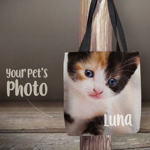 Cat Custom Tote Bag - Custom Bag - Custom Cat Photo Bag - Personalized Tote Bag - Personalized Grocery Bag -  Custom Pet Bag - Photo Bag
