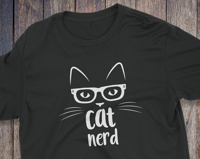 Men's Cat Nerd T-Shirt - Cat T-Shirts - Pet T-shirts - Pet Lover Shirt - Funny Cat T-Shirt - Cat Tee - Cat Clothing - Cat Lover T-Shirt