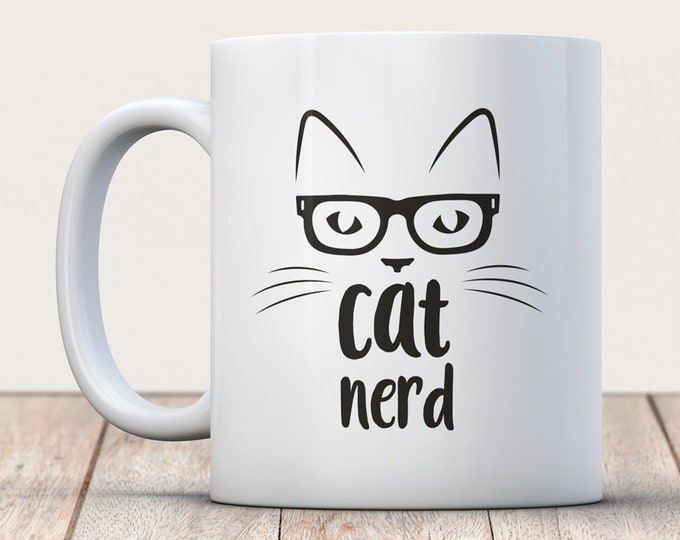 Cat Nerd Coffee Mug - Cat Nerd - Cat Lover Coffee Mug - Cat Coffee Mug - Cat Mug - Funny Cat Coffee Mug - Kitty Cat - Cat Drinkware - Cats