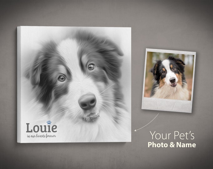 Custom Pet Print - Dog Memorial Gift - Pet Loss Gift - In Memory Of Dog - Mother's Day Gift Idea - Canvas Wrap Print - Pet Memorial