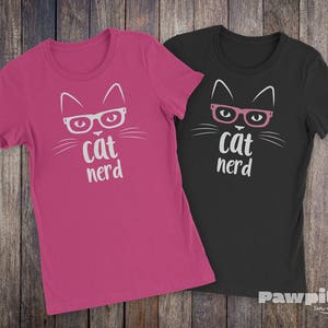 Cat Shirt  Women's Cat Nerd T-Shirt  Cat T-Shirt  Pet image 3