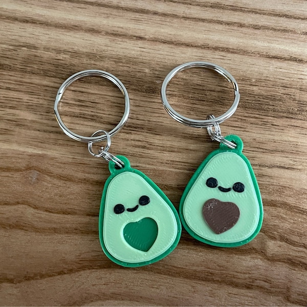 kawaii Avocados Bag Charm / Key Ring / Cute Backpack Accessory /Decorative key accessories - 3D Printed / friendship keychains