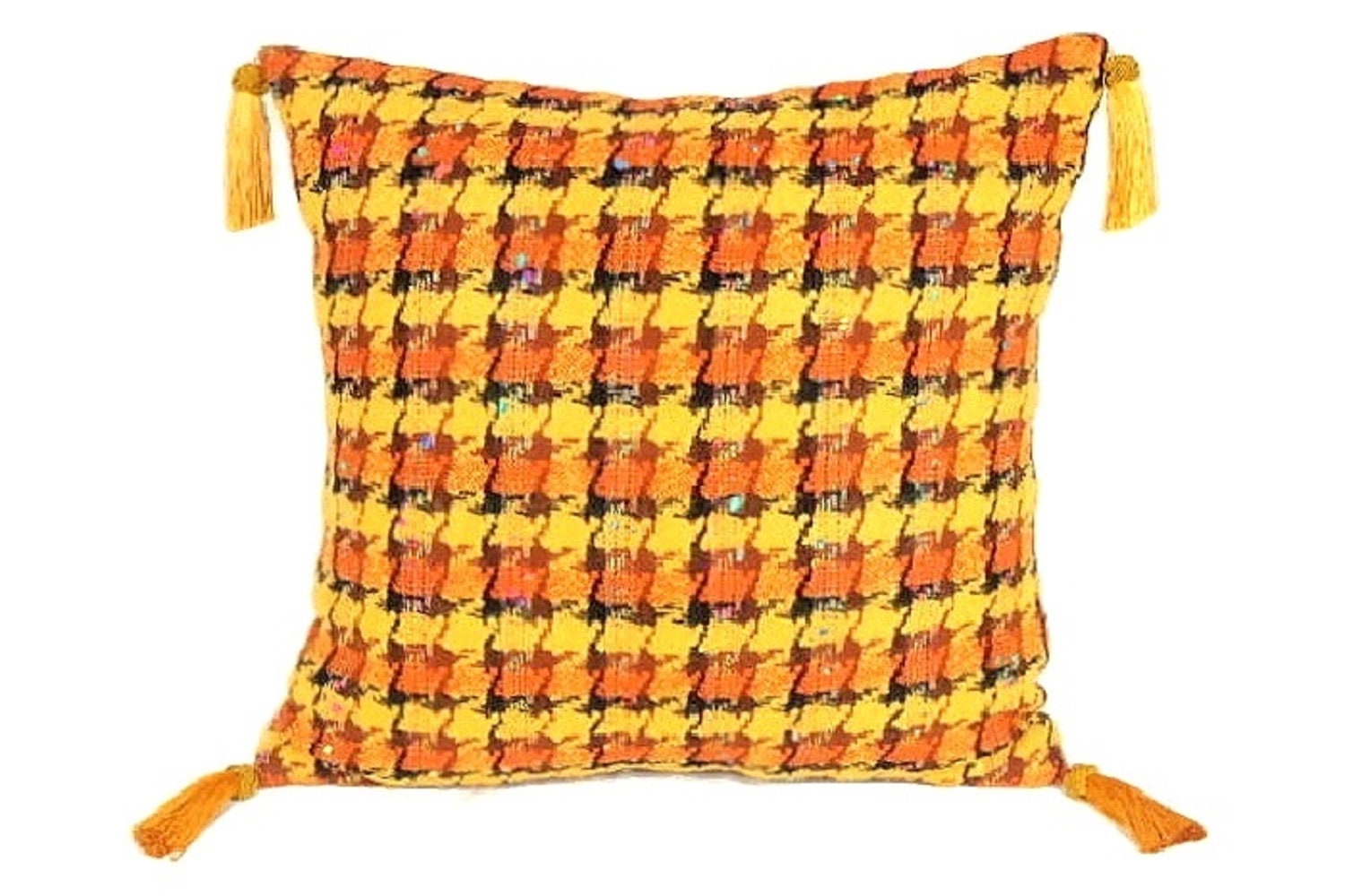 Wool Tartan Plaid Pillow Cover Yellow & Orange Button Pillow Etsy