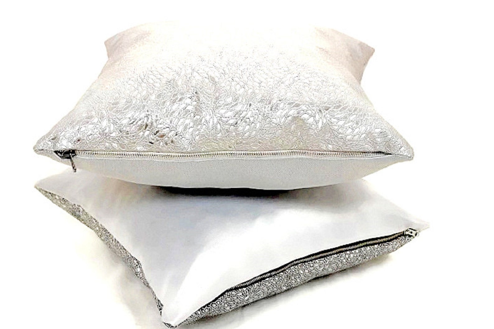 Silver Metallic Pillow Cover Silver Chair Cushion Cover Faux Etsy