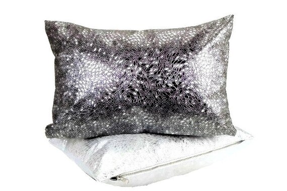 Lumbar Pillow Covers Silver Black Pillow Covers Sparkly Pillow Etsy
