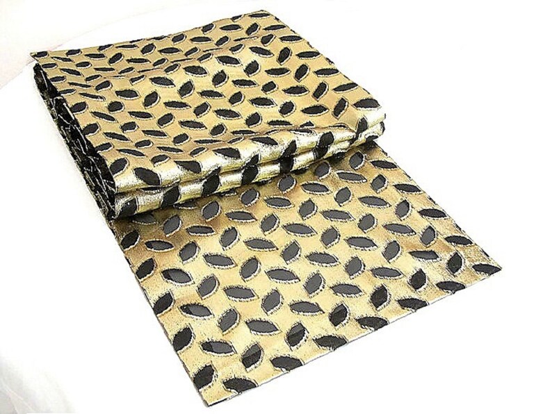 Gold and Black Table Runner Gold Leaf Table Runner Metallic Etsy
