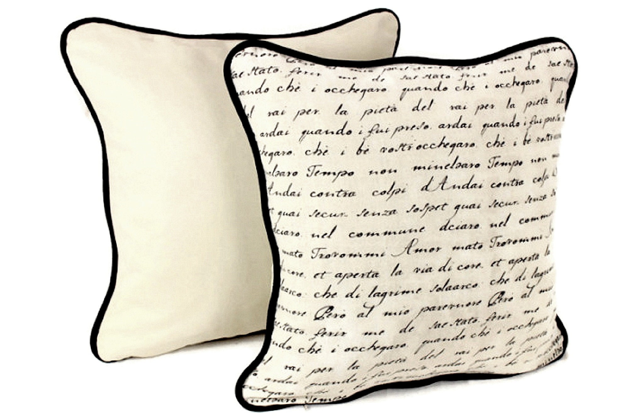 Linen French Script Pillow Cover Antique Writing Throw Pillow Etsy