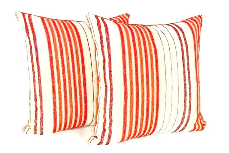 Stripe Red and White Throw Cushion Cover Striped Chenille Etsy