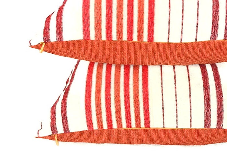Stripe Red and White Throw Cushion Cover Striped Chenille Etsy