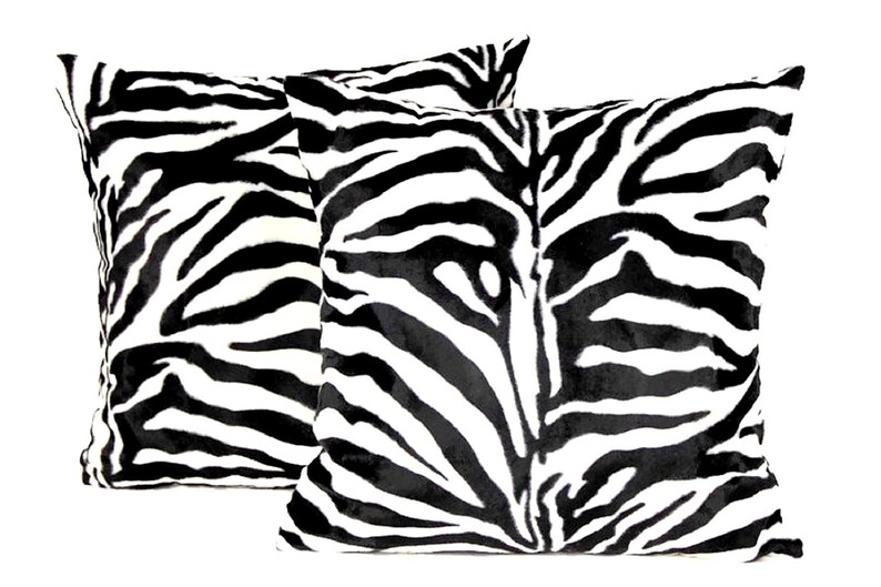 Zebra Print Throw Pillow Covers Soft Velvet Pillow Covers Etsy