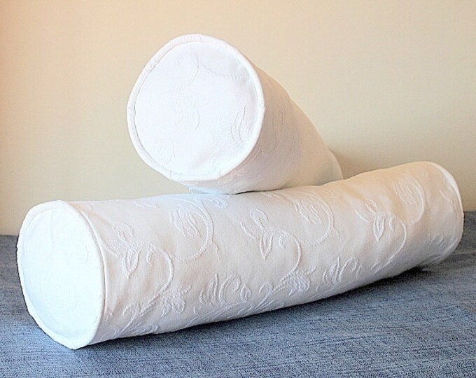 White Matelasse Pillow Cover Embroidery Leaf Bolster Cover Etsy