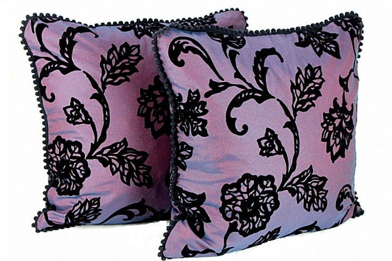 Floral Flocked Throw Pillow Cover 20x20 Floral Velvet Cushion Etsy