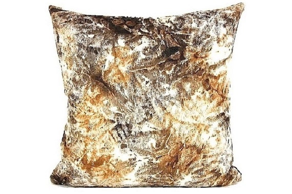 Texture Fur Pillow Cover White & Brown Hemp fur square throw pillow. Faux fur
