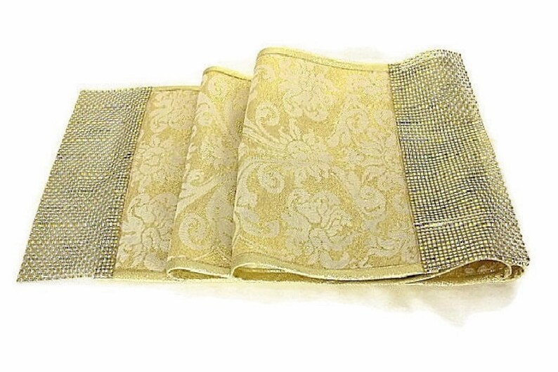 Gold Damask Table Runner Assorted Size Gold Metallic Table Etsy