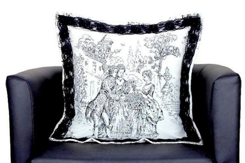 White and Black Toile Pillow Covers French Provencal Cushion Etsy