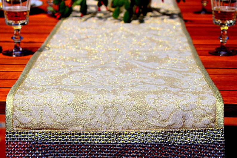 Gold Damask Table Runner Assorted Size Gold Metallic Table Etsy