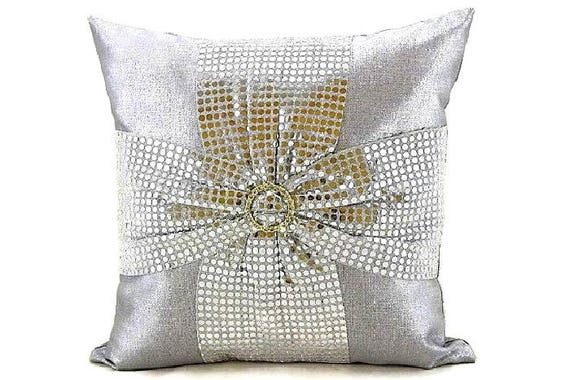 sequin bow pillow