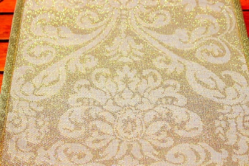 Gold Damask Table Runner Assorted Size Gold Metallic Table Etsy