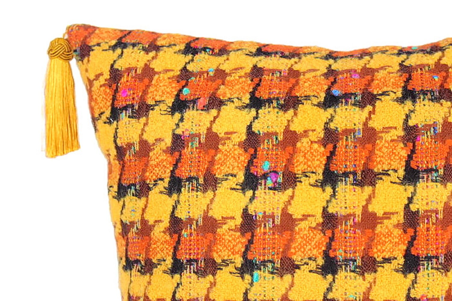 Wool Tartan Plaid Pillow Cover Yellow & Orange Button Pillow Etsy