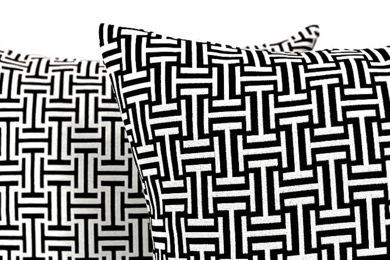 Black & White Lattice Throw Pillow Covers Chinoiserie Outdoor Etsy