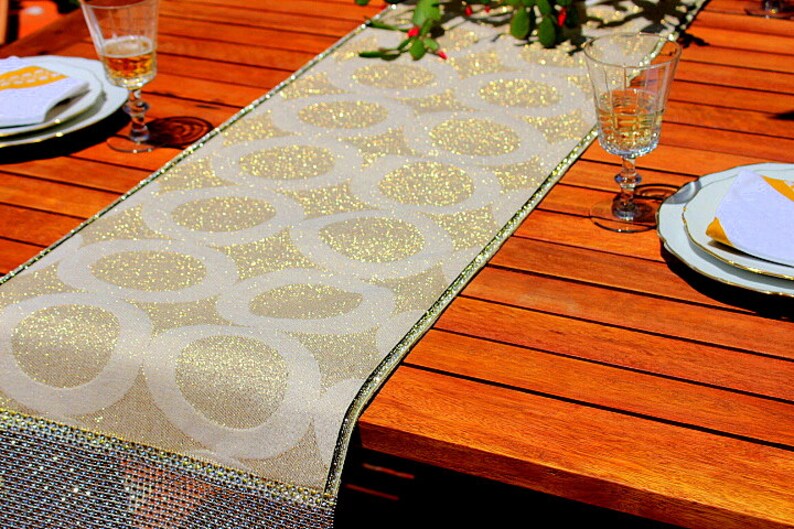 Gold Geometric Table Runner Metallic Gold Table Runner Glitter Etsy