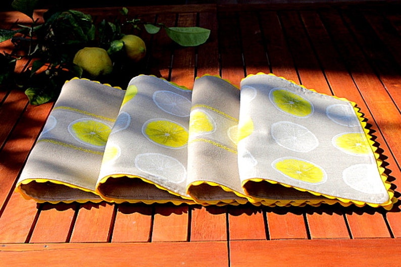 Linen Lemon Placemat Set of 4 Set of 2 Reversible Placemat Etsy