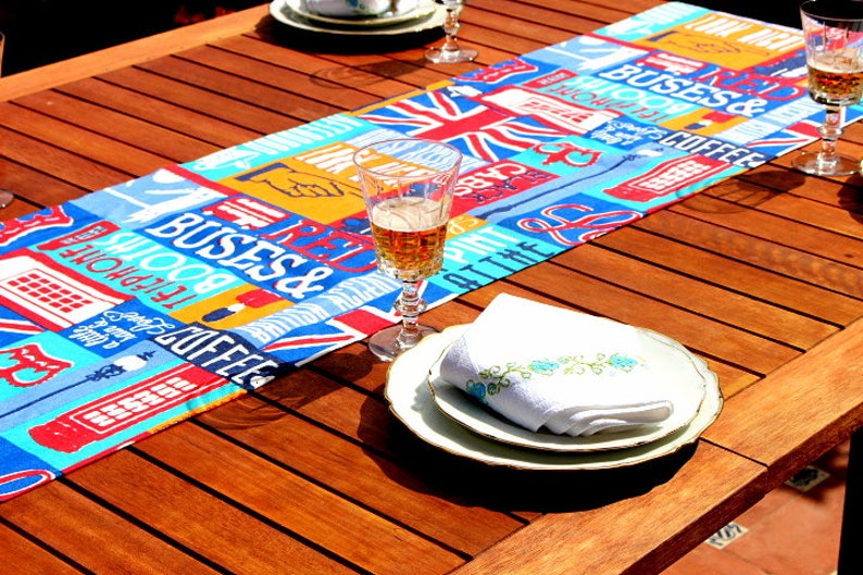 London Union Jack Table Runner Lettering British Table Runner Etsy