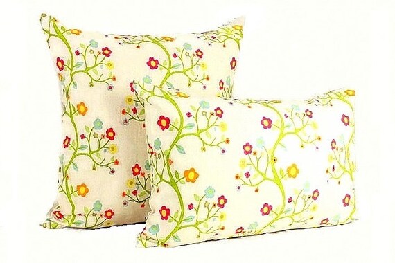 WePurchase Hand Painted Oil Painting Watercolor Colorful Retro Red Blue Green Poppy Flowers Decoration Cotton Linen Decorative Home Sofa Living Room Throw Pillow Case Cushion Cover Square 18x18 Inches