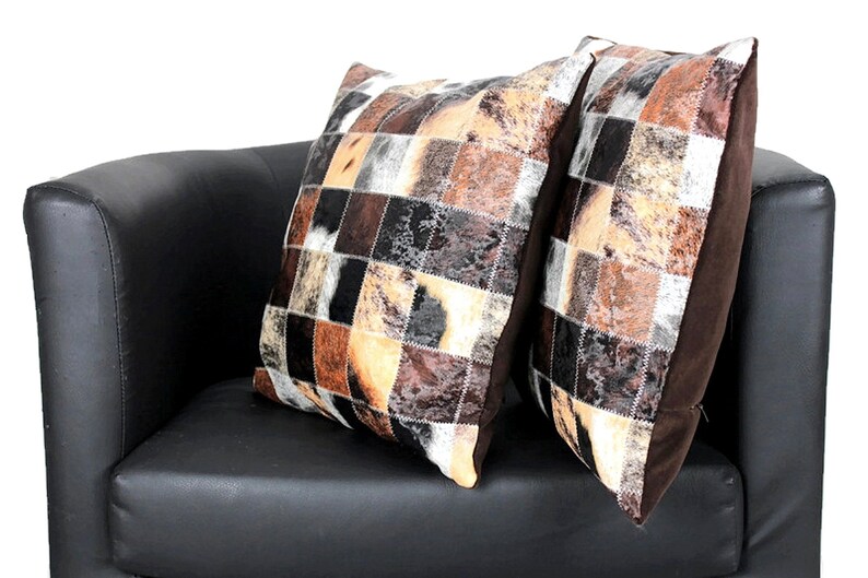 Cow Print Patchwork Pillow Cover Faux Leather Couch Throw | Etsy