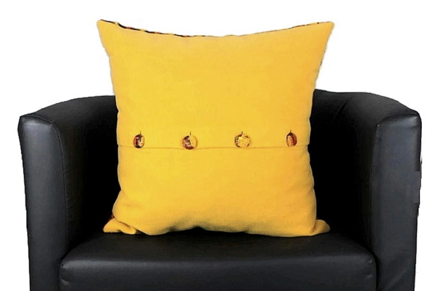 Wool Tartan Plaid Pillow Cover Yellow & Orange Button Pillow Etsy