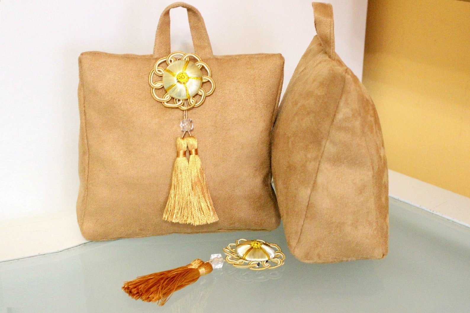 Velvet Suede Fabric Door Stop Camel Classic Door Stopper Etsy