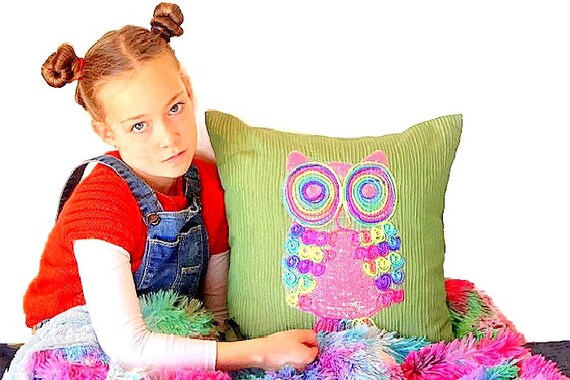 sequin owl pillow