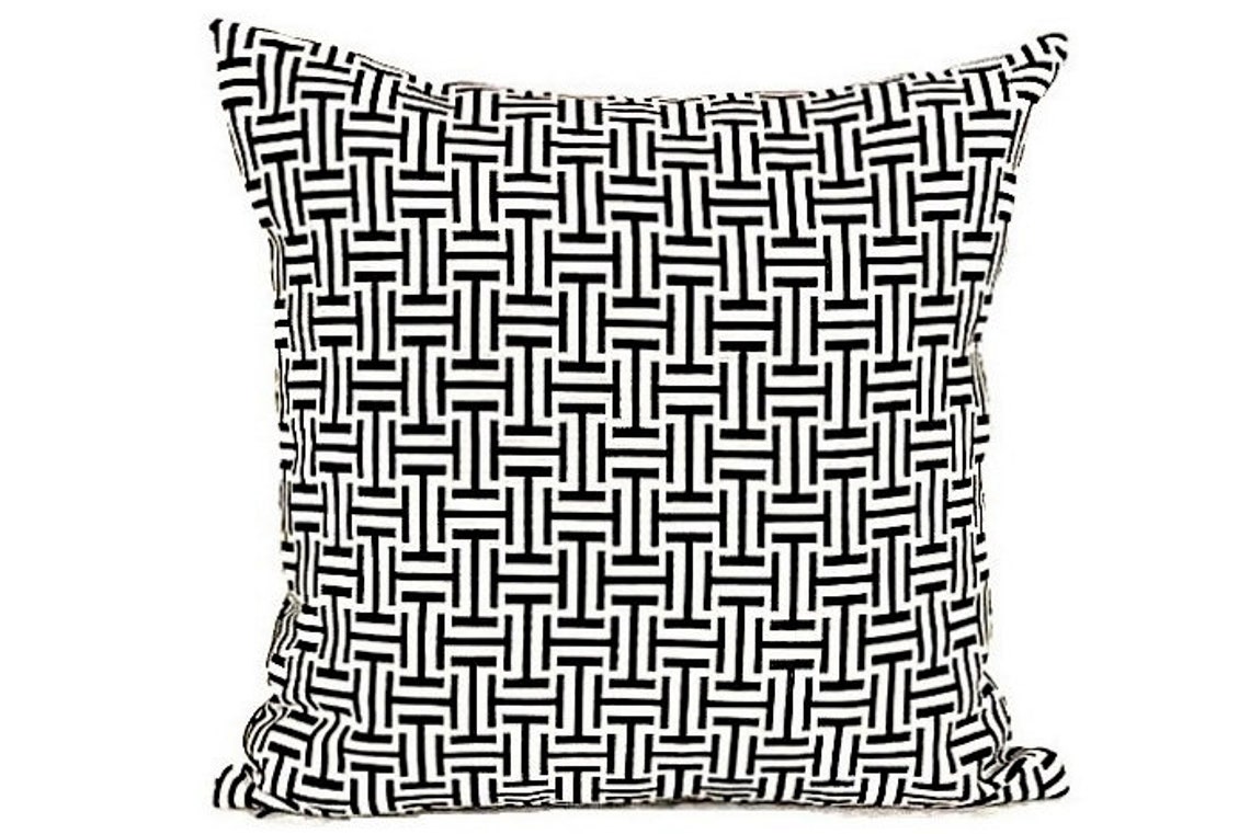 Black & White Lattice Throw Pillow Covers Chinoiserie Outdoor Etsy