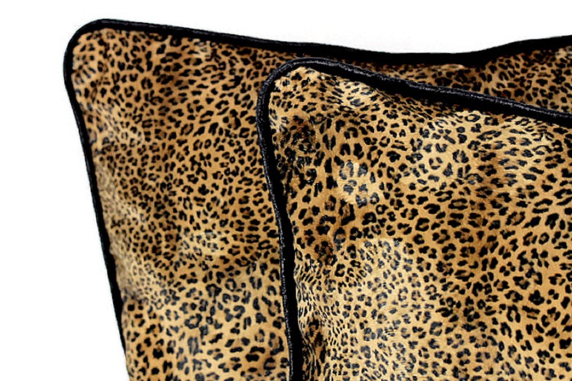 Velvet Leopard Print Pillow Cover Copper and Black Leopard | Etsy