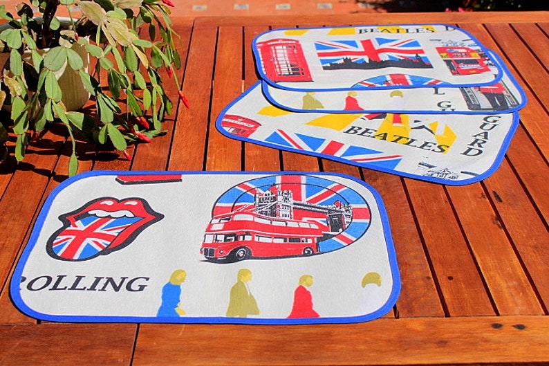 London Vinyl Placemat Set of 4 Retro Placemat Oval Oilcloth Etsy