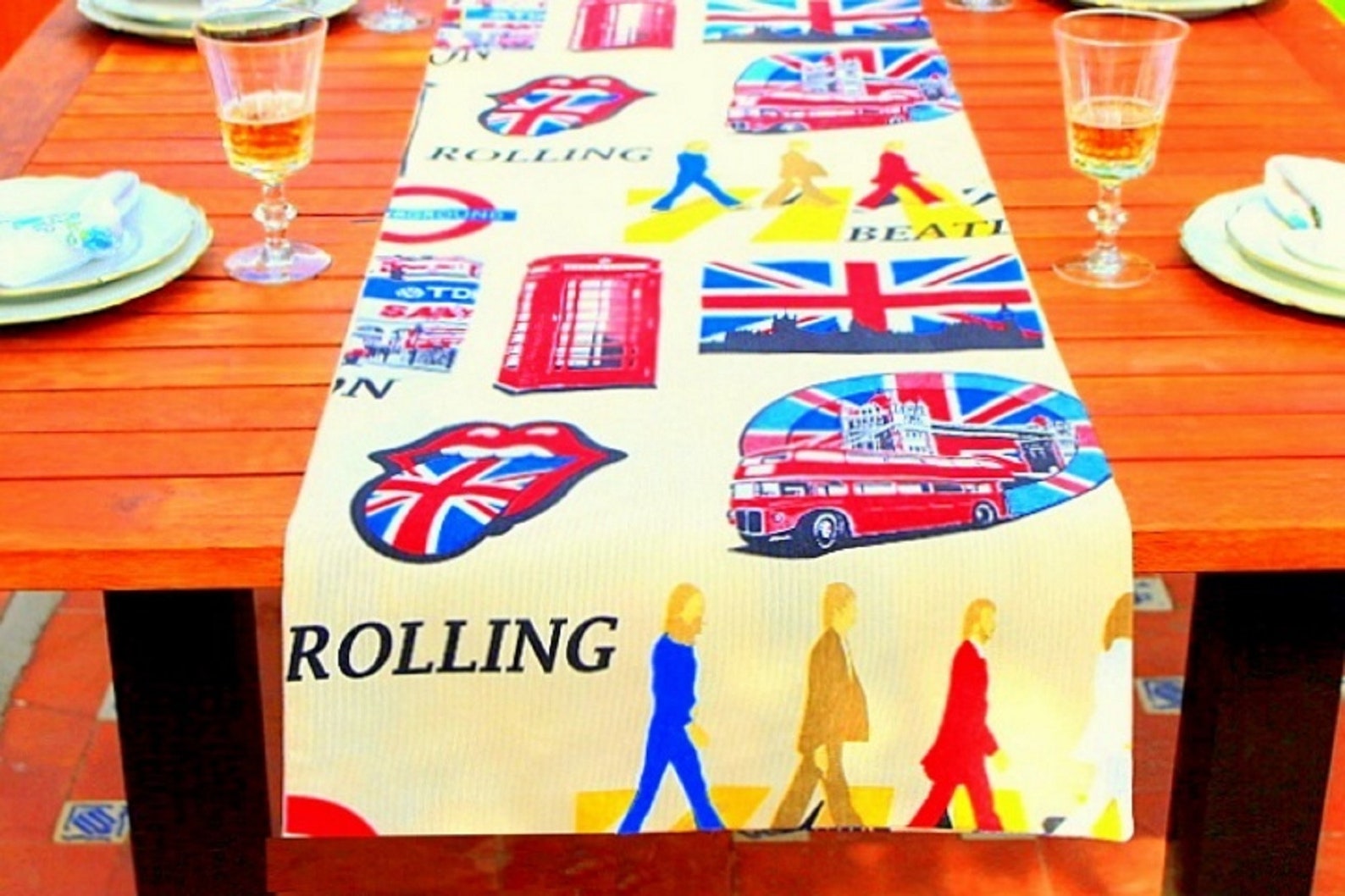London Table Runner Union Jack Table Runner Cotton Table Etsy