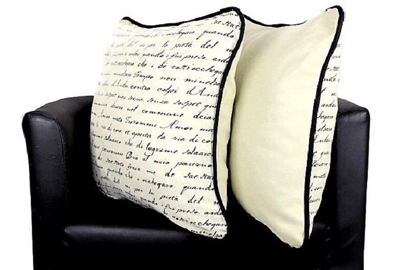 Linen French Script Pillow Cover Antique Writing Throw Pillow Etsy