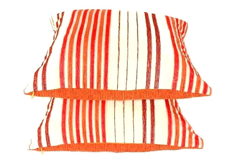 Stripe Red and White Throw Cushion Cover Striped Chenille Etsy