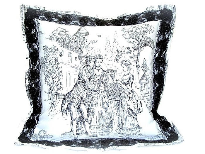 White and Black Toile Pillow Covers French Provencal Cushion Etsy