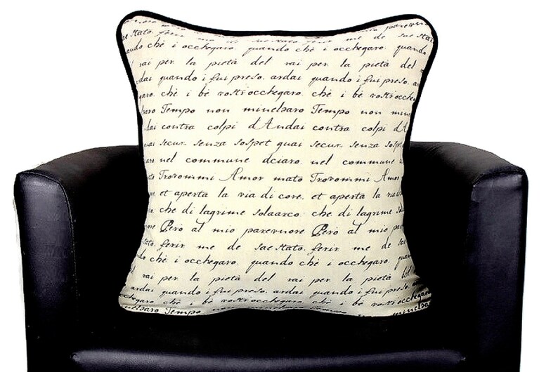 Linen French Script Pillow Cover Antique Writing Throw Pillow Etsy