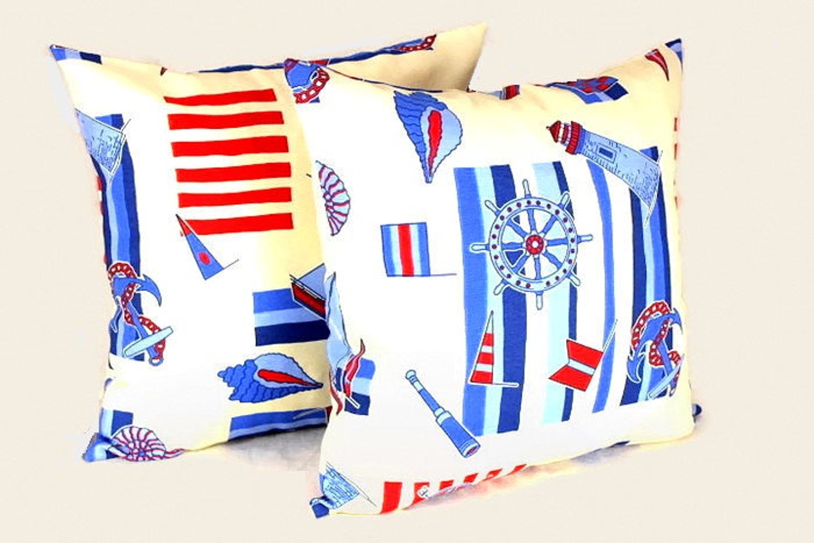 Blue & Red Nautical Pillow cover 20x20 Boat Bedding Pillow Etsy